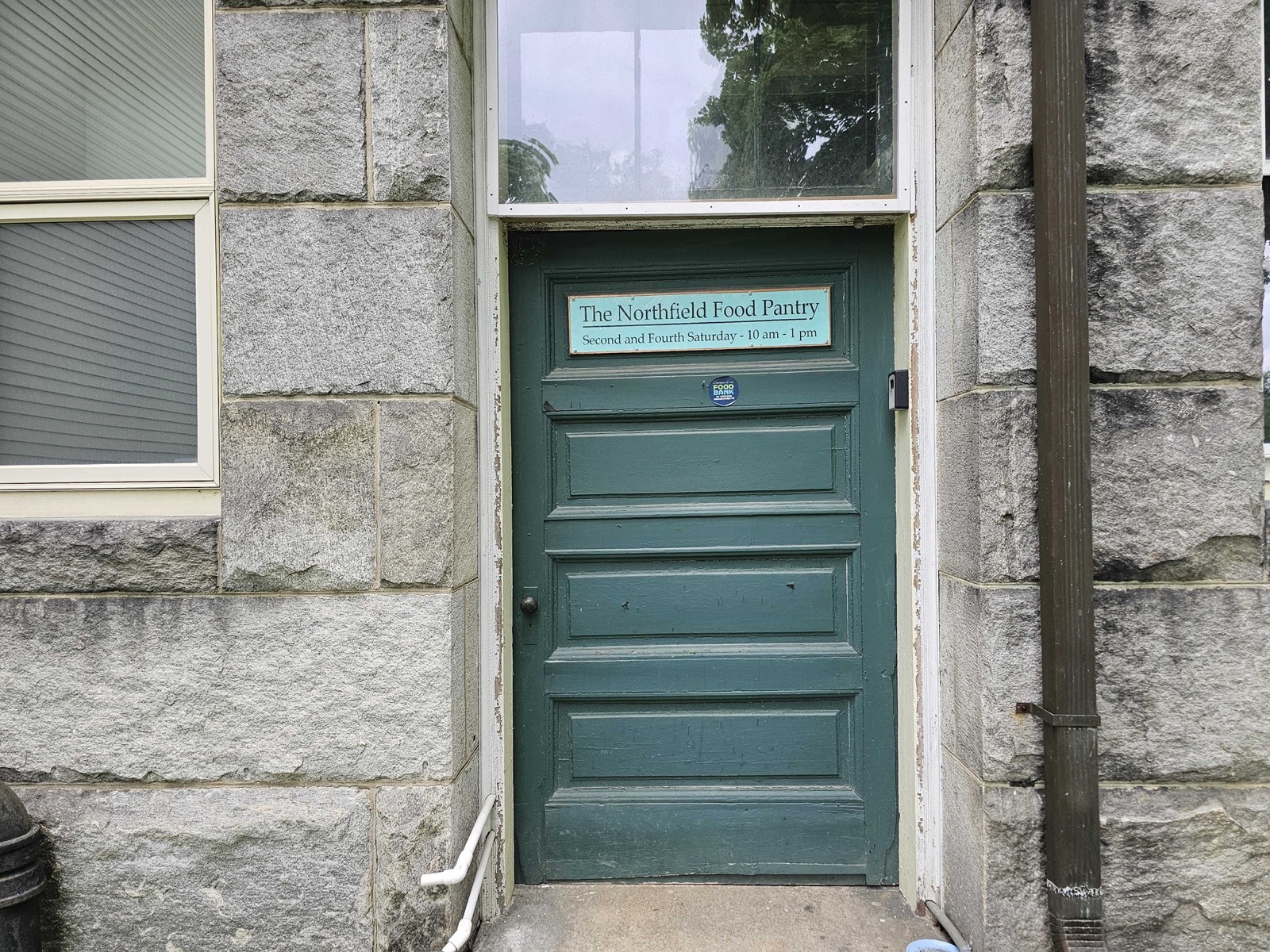 The door to the First Parish food pantry